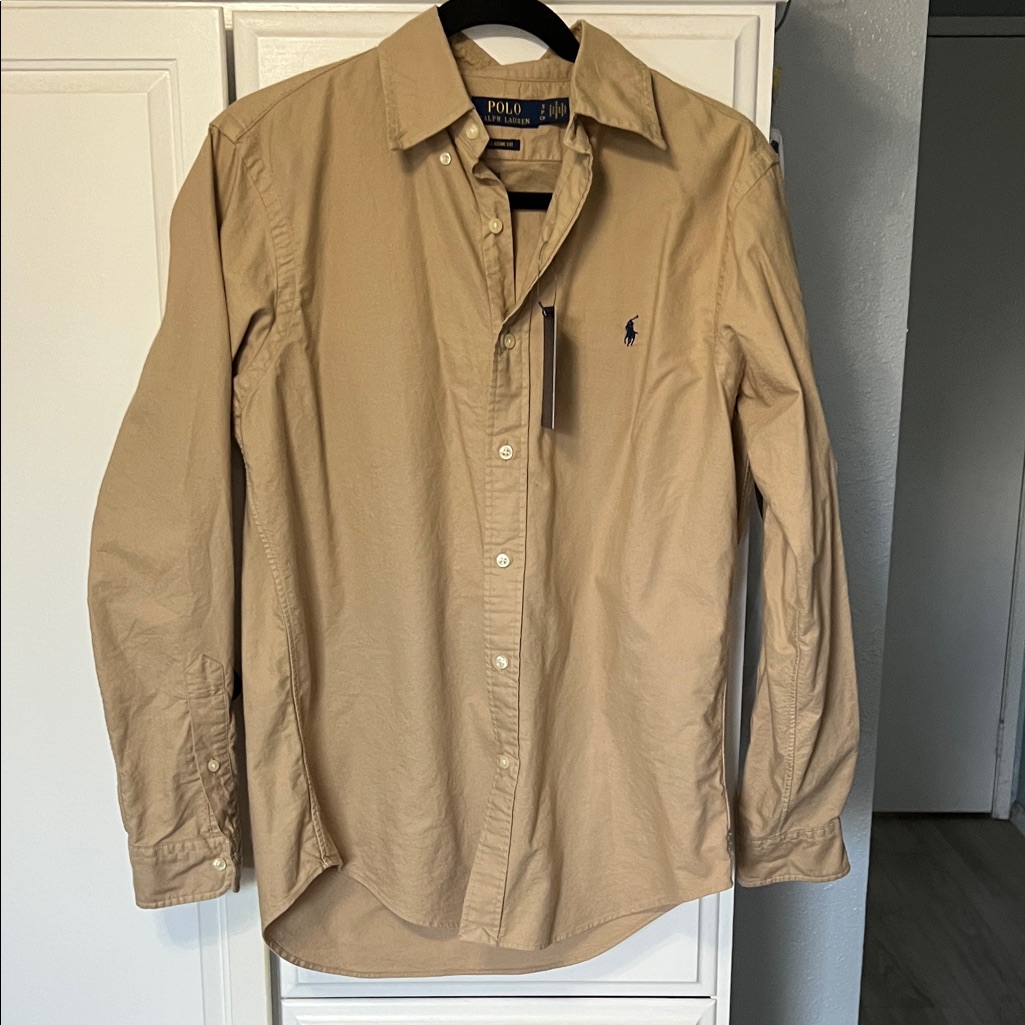 Nwt Polo Ralph Lauren Men's Casual Tan Button Down Shirt